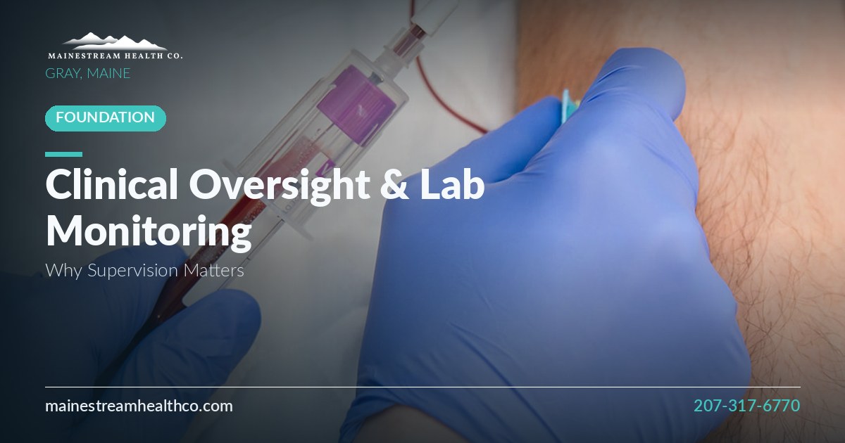 Clinician drawing blood into a collection tube while gloved, for lab monitoring