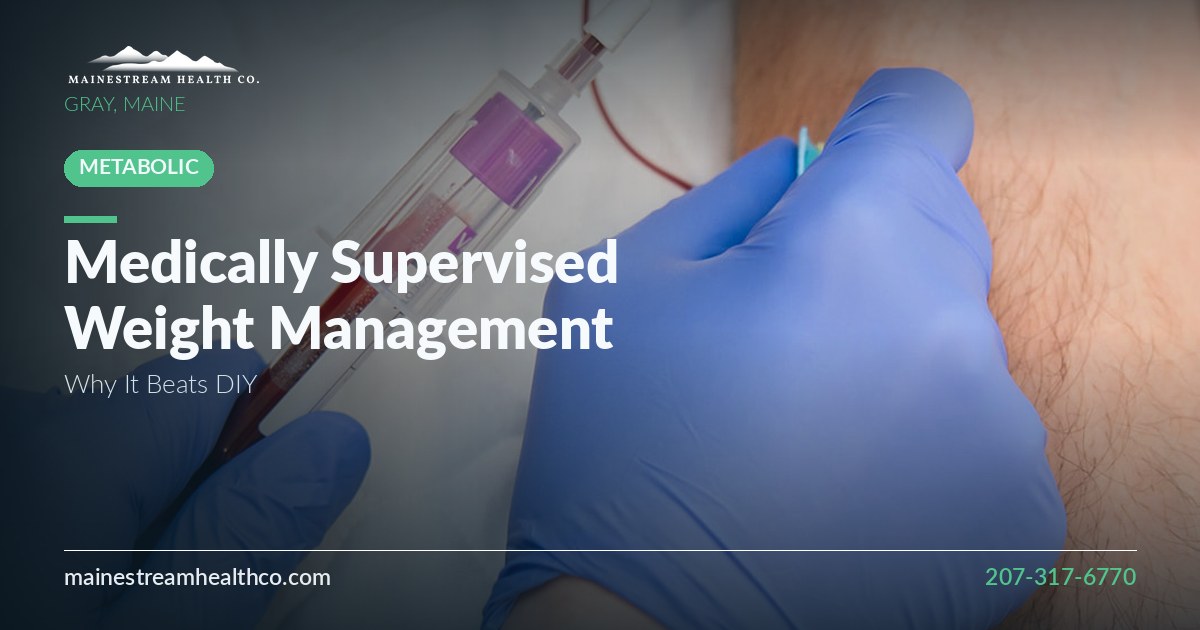 Clinician performing a supervised blood draw for lab monitoring